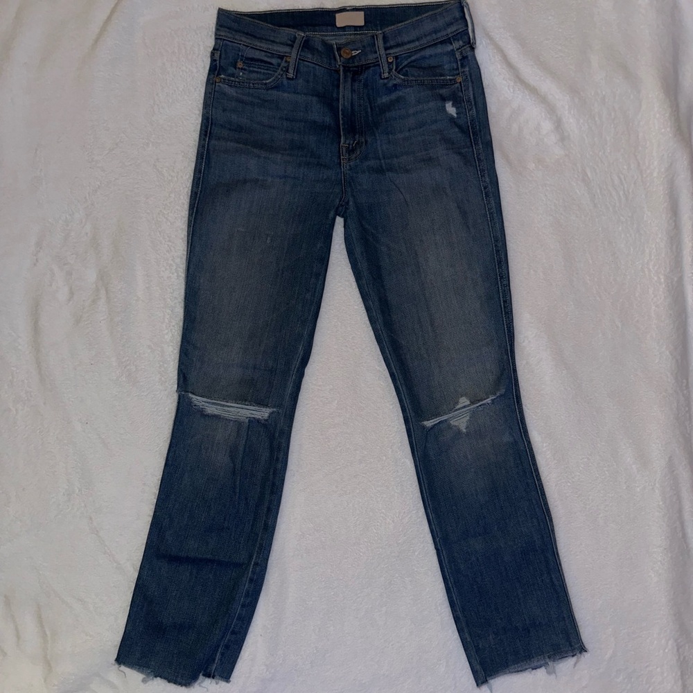 MOTHER Dark Blue Straight Leg Jeans